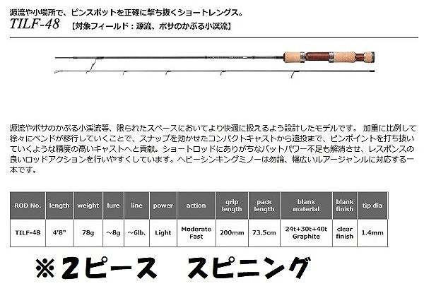 Smith Trout Rod IL Flusso TILF-48 (Spinning 2 Piece)