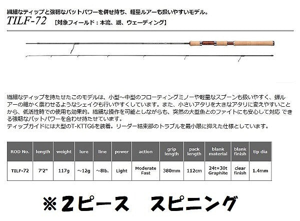 Smith Trout Rod IL Flusso TILF-72 (Spinning 2 Piece)