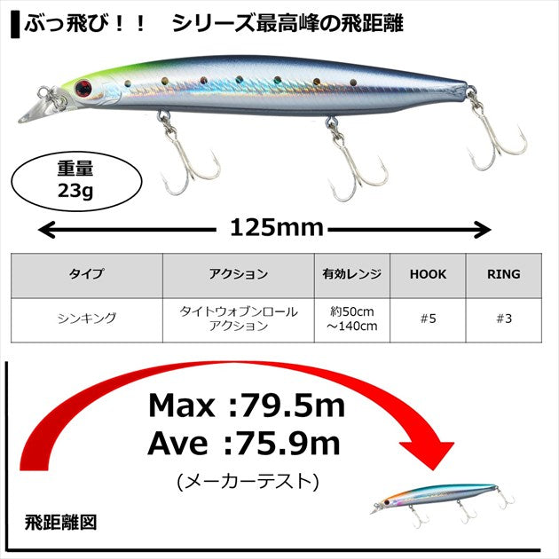 Daiwa Seabass Lure Shoreline Shiner-Z Vertis R 125S Adele Flounder Sardine