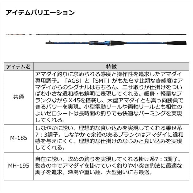 Daiwa Boat Rod Kyokuei Amadai M-185 (Baitcasting 2 Piece)