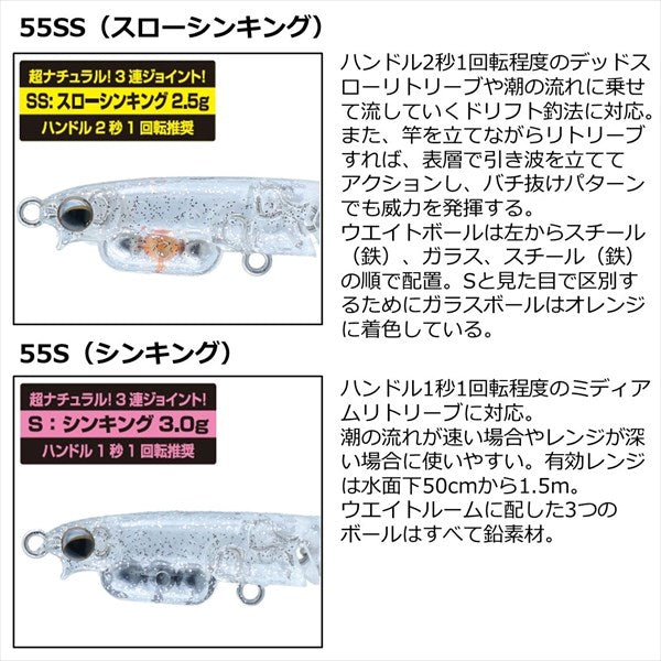 Daiwa Gekkabijin Whitebait J55S Half Chart