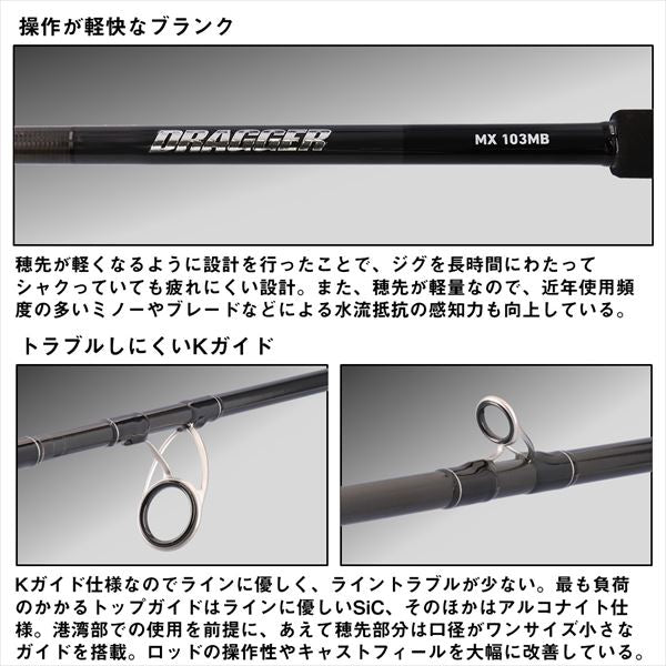 Daiwa Shore Jigging Rod Dragger MX 106MHB (Baitcasting 2 piece)