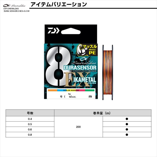Daiwa Braid Line UVF Emeraldas Dura Sensor X8EX+Si3 IM #0.5-200m