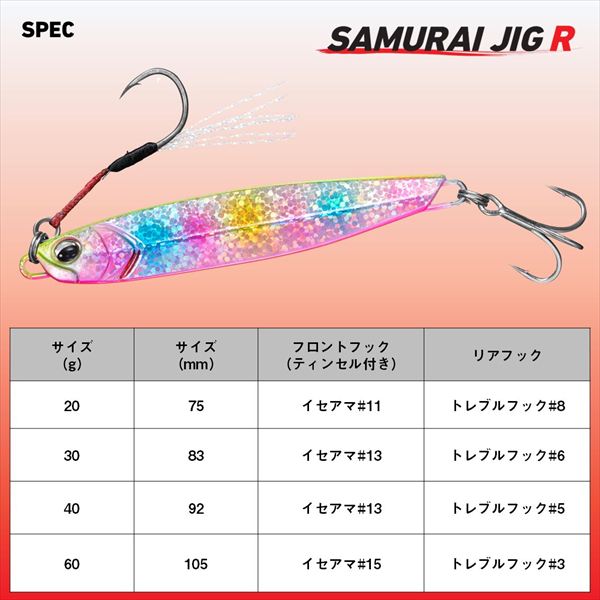 Daiwa Samurai Jig R 20g Sunrise Chart