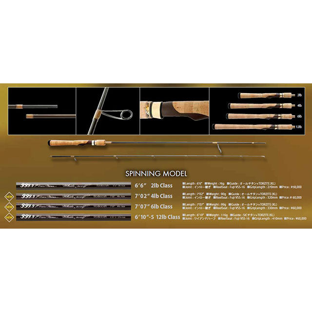 Rodio Craft Bass Rod 999.9 Four nine White Wolf 7.02 4lb Class (Spinning 2 Piece)