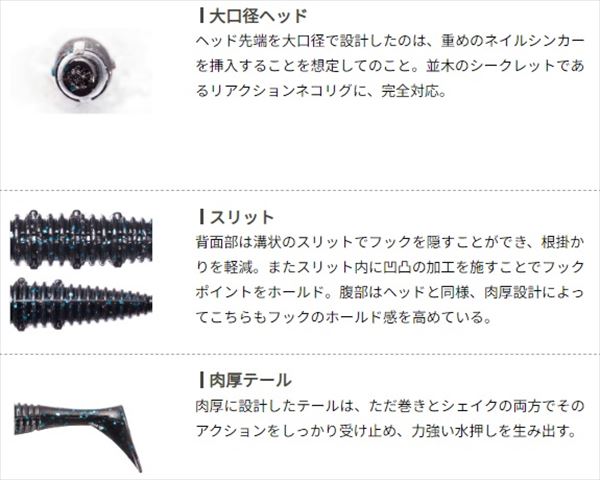 O.S.P Worm HP Shadtail 3.1inch Shrimp Miso Black TW146