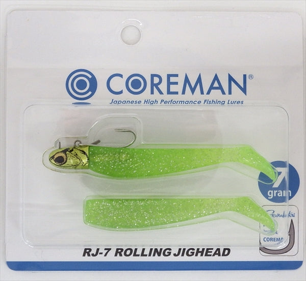 Coreman Worm RJ-7 Rolling Jig Head #067 Lime Head/Lime Chart