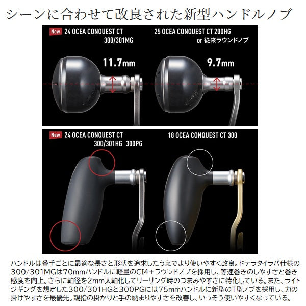 Shimano 25 Ocea Conquest CT 200HG Right handle