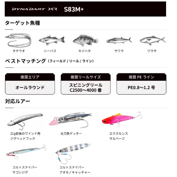 Shimano 23 Dyna Dart XR S83M+(Spinning 2 Pieces)