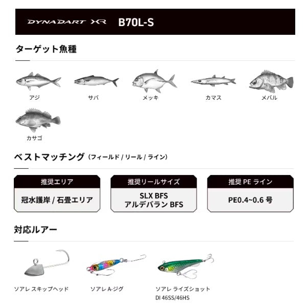 Shimano Dynadart XR B70L-S (Baitcasting 2 Piece)