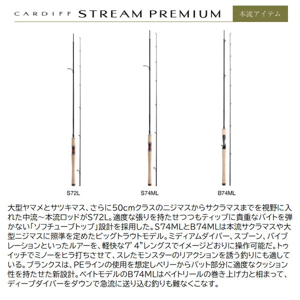 Shimano Trout Rod Cardiff Stream Premium B74ML (Baitcasting 2 piece)