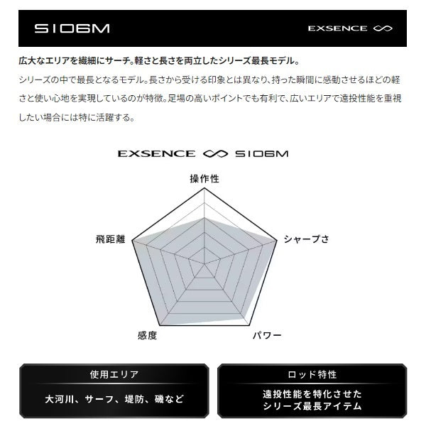 Shimano Seabass Rod 22 Exsence Infinity S106M (Spinning 2 Piece)