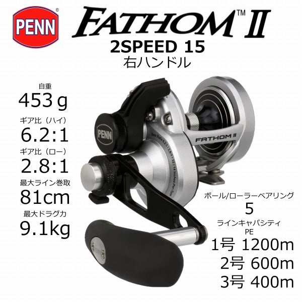新品　PENN FATHOMII ファゾム2 FTHII15XNLD2 PENN Fathom II 2speed FTHII 15LD2 (Right Handle)