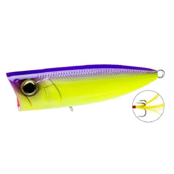 Duel Bass Lure Hardcore Popper 70F PUCL Purple Back Chartreuse