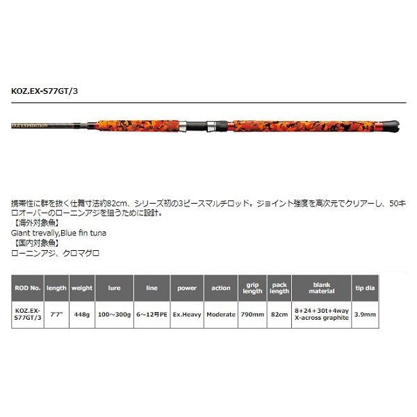 Smith Offshore Rod K.O.Z Expedition KOZ EX-S77GT/3 (Spinning 3 Piece)