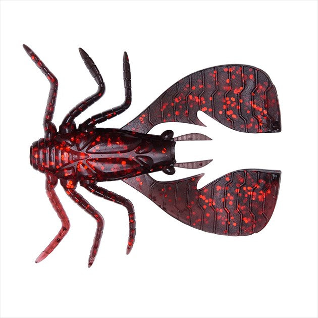 Megabass Worm Fuwabug 3.8 Inch Blackbuck Clear Red