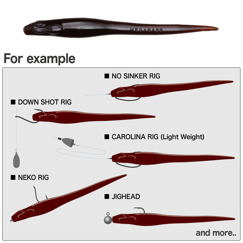 Megabass Worm Haze Dong 3inch Dark Melon Pepper 48153