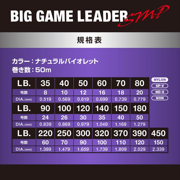 Varivas Big Game Leader SMP Nylon 50m-300lb