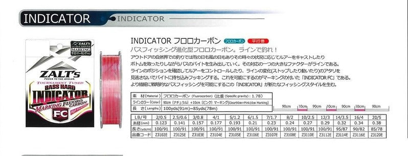 Line System Zalts Indicator 100yds Fluorocarbon 2lb