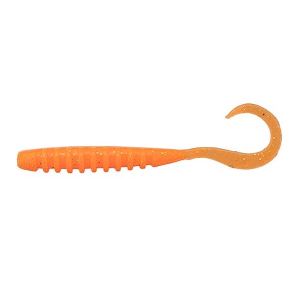 Jackall Worm Tide Curly 2.0inch Glow Orange/Gold Flake