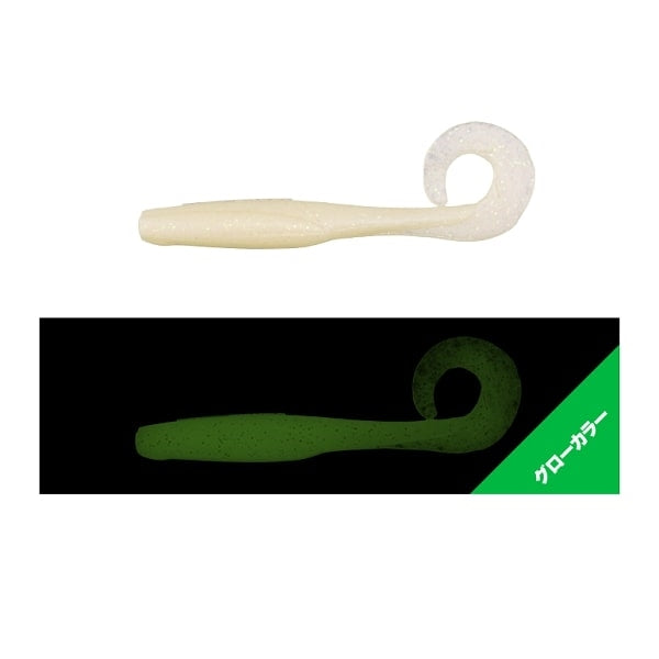 Jackall Worm Sabull Sensy Curly 4.0inch Mazume Glow Pearl