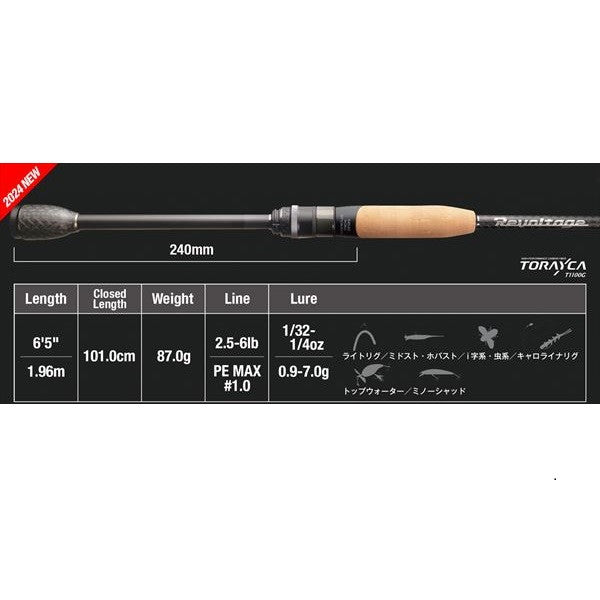 Jackall Bass Rod Revoltage RV2-S65LU (Spinning 1 Piece)