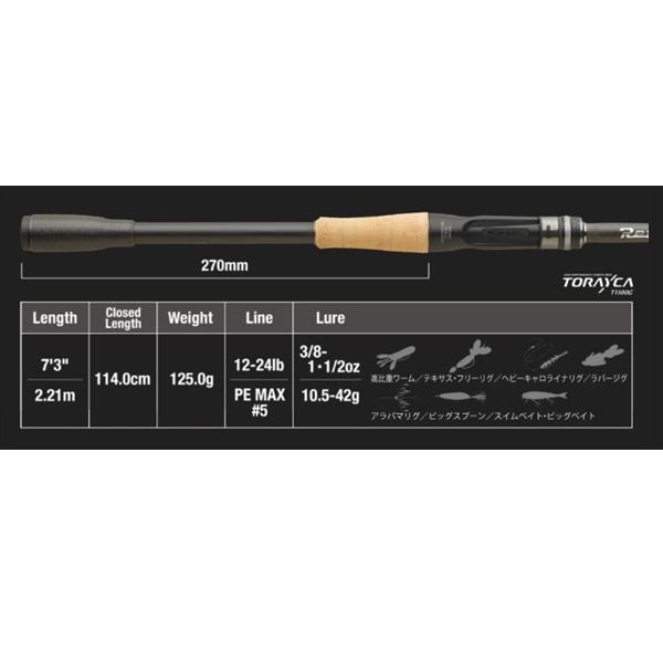 Jackall Bass Rod Revoltage RV2-C73H/2 (Baitcasting 2 Piece)