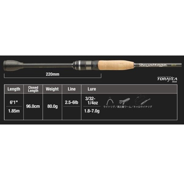 Jackall Bass Rod Revoltage RV2-S61L-ST/2 (Spinning 2 Piece)