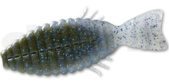 Deps Worm Bull Flat 3.8inch #123 Green Pumpkin/Blue Flake Smoke Blue Flake