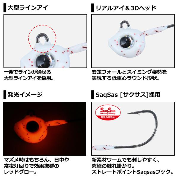 Daiwa Jig Head Gekkabijin SW Light Jig Head SS 2.0g #8 Red Glow