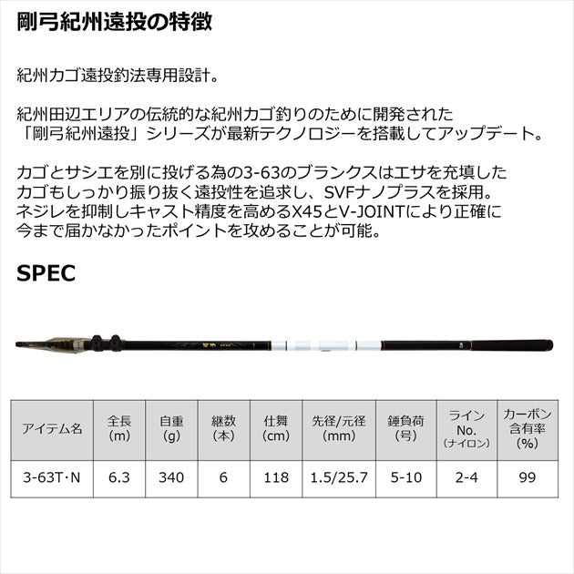 Daiwa Long throwing rod Goukyu Kishu Ento 3-63T/ N (Spinning 6 Piece)