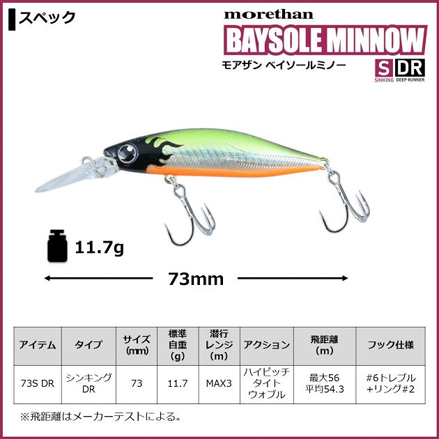 Daiwa Morethan Baysole Minnow 73SDR Adele Tropical Flash