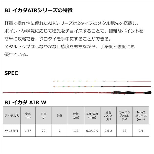 Daiwa Black Jack Ikada AIR W 157MT (Spinning 2 Piece)