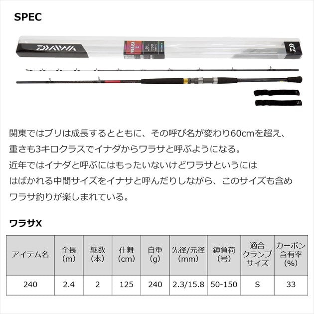 Daiwa Boat Rod Warasa X 240 (Baitcasting 2 Piece)