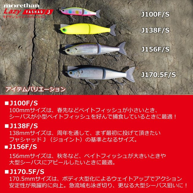 Daiwa Seabass Lure Morethan Lazy Fashad J100S Chartback Pearl