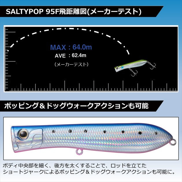 Daiwa Seabass Lure Salty POP 95F Chart Head Mekki Sardine