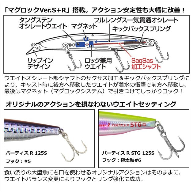 Daiwa Seabass Lure Shoreline Shiner-Z Vertice R STG 125S Matt Chart Sardine