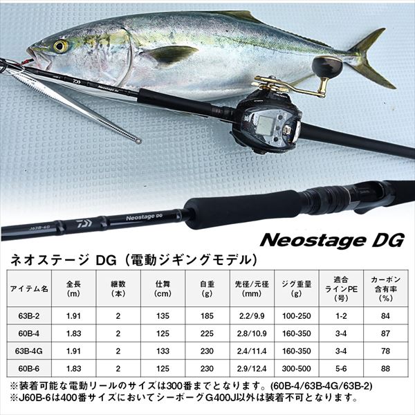 Daiwa Offshore Rod Neostage DG J60B-6 (Electric Jigging Model/ Baitcasting 2 Piece)