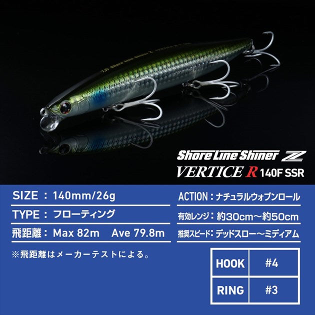 Daiwa Seabass Lure Shoreline Shiner-Z Vertice R 140F-SSR Adele Charthead Sardine