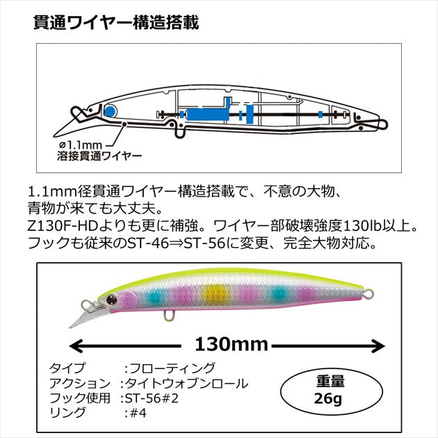 Daiwa SeaBass Lure Shoreline Shiner-Z Ranker Hunter 130F-HD Mat Chart Sardines