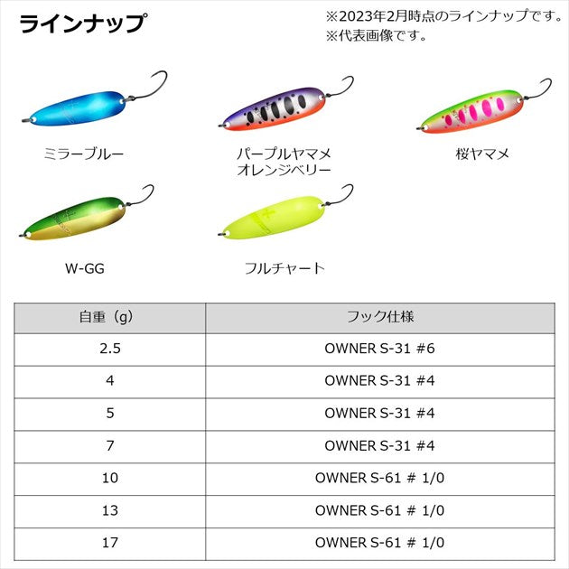 Daiwa Spoon Crusader 10g Full Chart