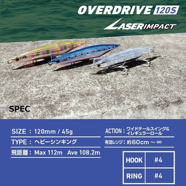 Daiwa Seabass Lure Over Drive Laser impact 120S LI Red Head