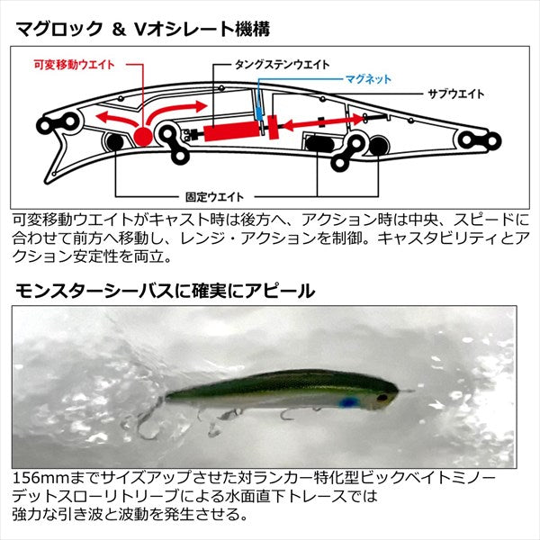 Daiwa Seabass Lure Morethan Monster Wake 156F Clear Adele Ultraviolet light Mullet/Gizzard shad