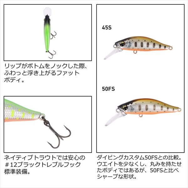 Daiwa Trout Plug Silver Creek Minnow Diving Custom 45S Chart Yamame OB