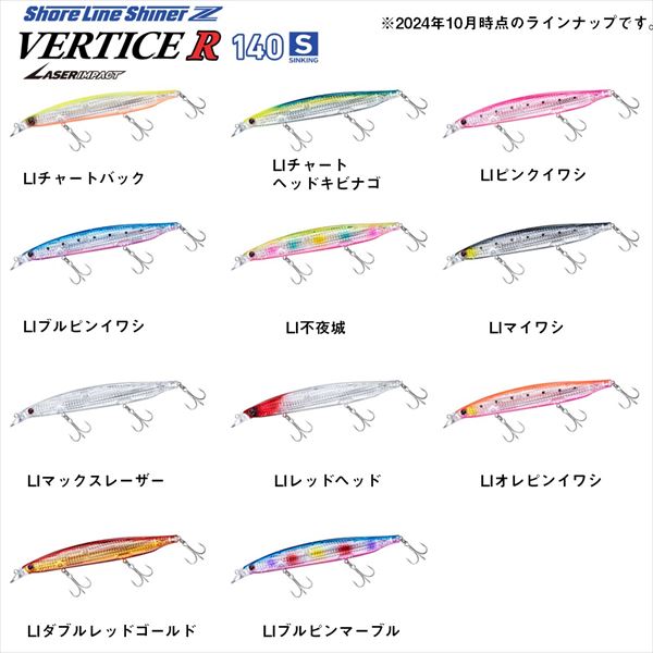 Daiwa Seabass Lure Shoreline Shiner-Z Vertis R 140S-LI LI Chart Back