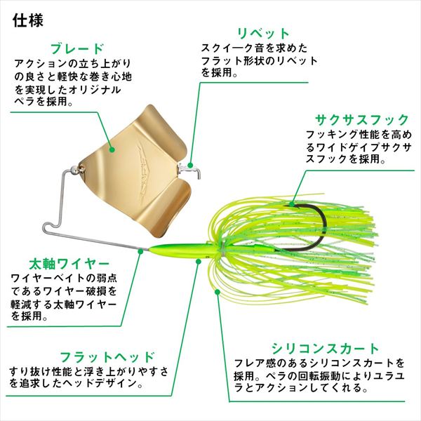 Daiwa Steez Buzzbait 1/2oz Lime Chart