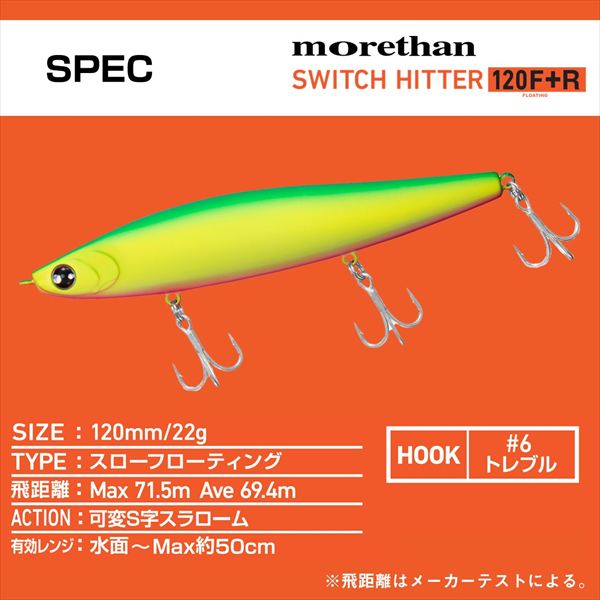 Daiwa Seabass Lure Morethan Switch Hitter 120F+R Lime Chart Konoshiro