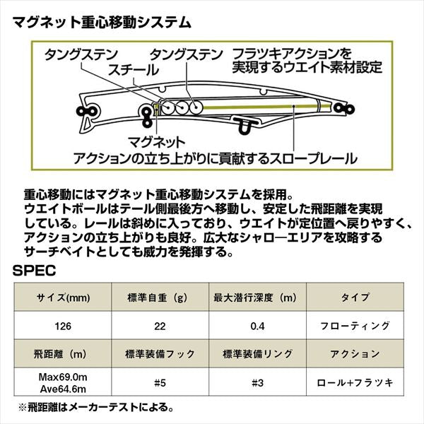 Daiwa Seabass Lure Morethan Sharoll 126F-SSR Charthead Sardine