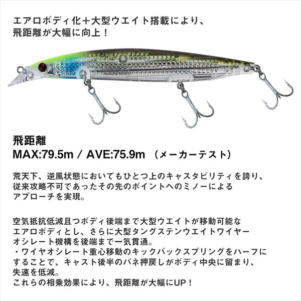 Daiwa Seabass Lure Shoreline Shiner-Z Vertis R 125S-LI LI Chart Head Mojito