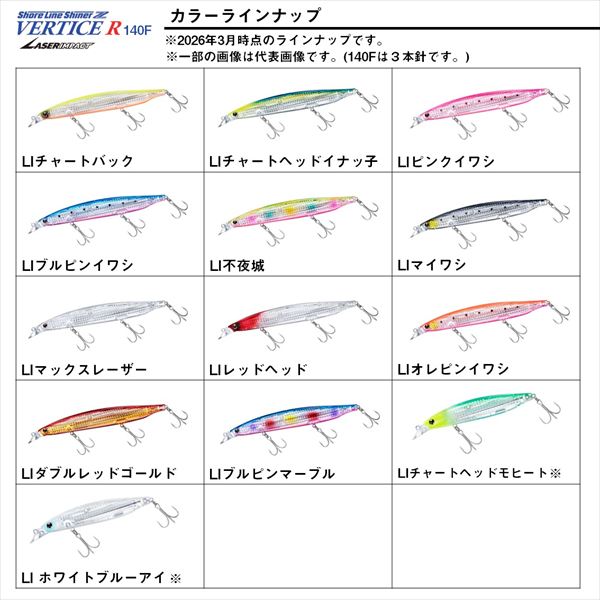 Daiwa Seabass Lure Shoreline Shiner-Z Vertis R 140F-LI LI Chart Head Mojito